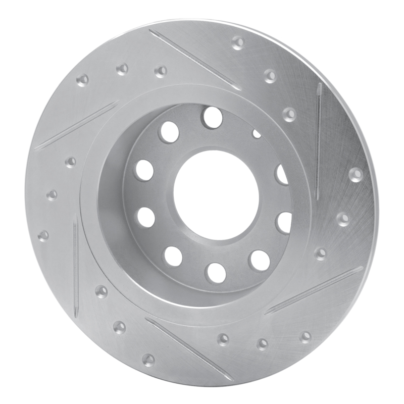 Audi A3 Brake Rotor (1) - Rear Left - R1 Concepts - Drilled & Slotted - Silver - `10-`19